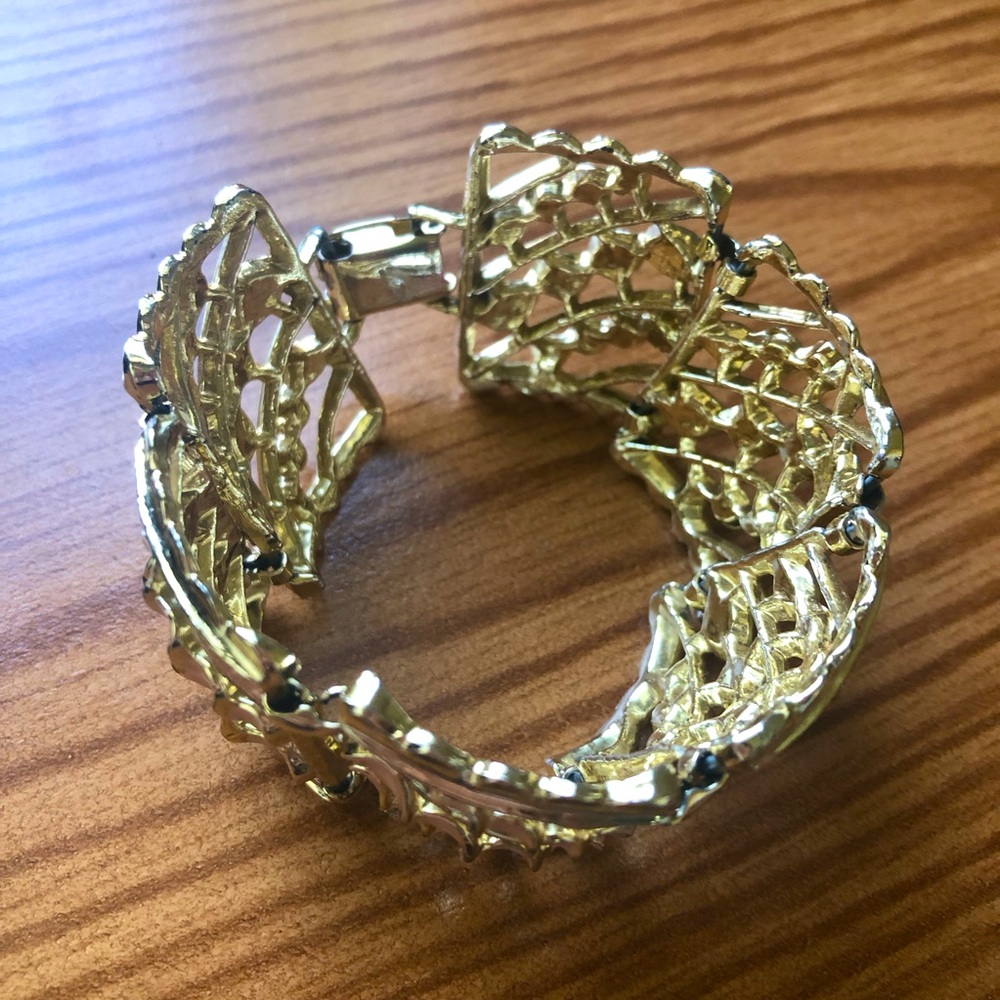 Vintage 80s Open Work Panel Bracelet - Picture 7 of 7